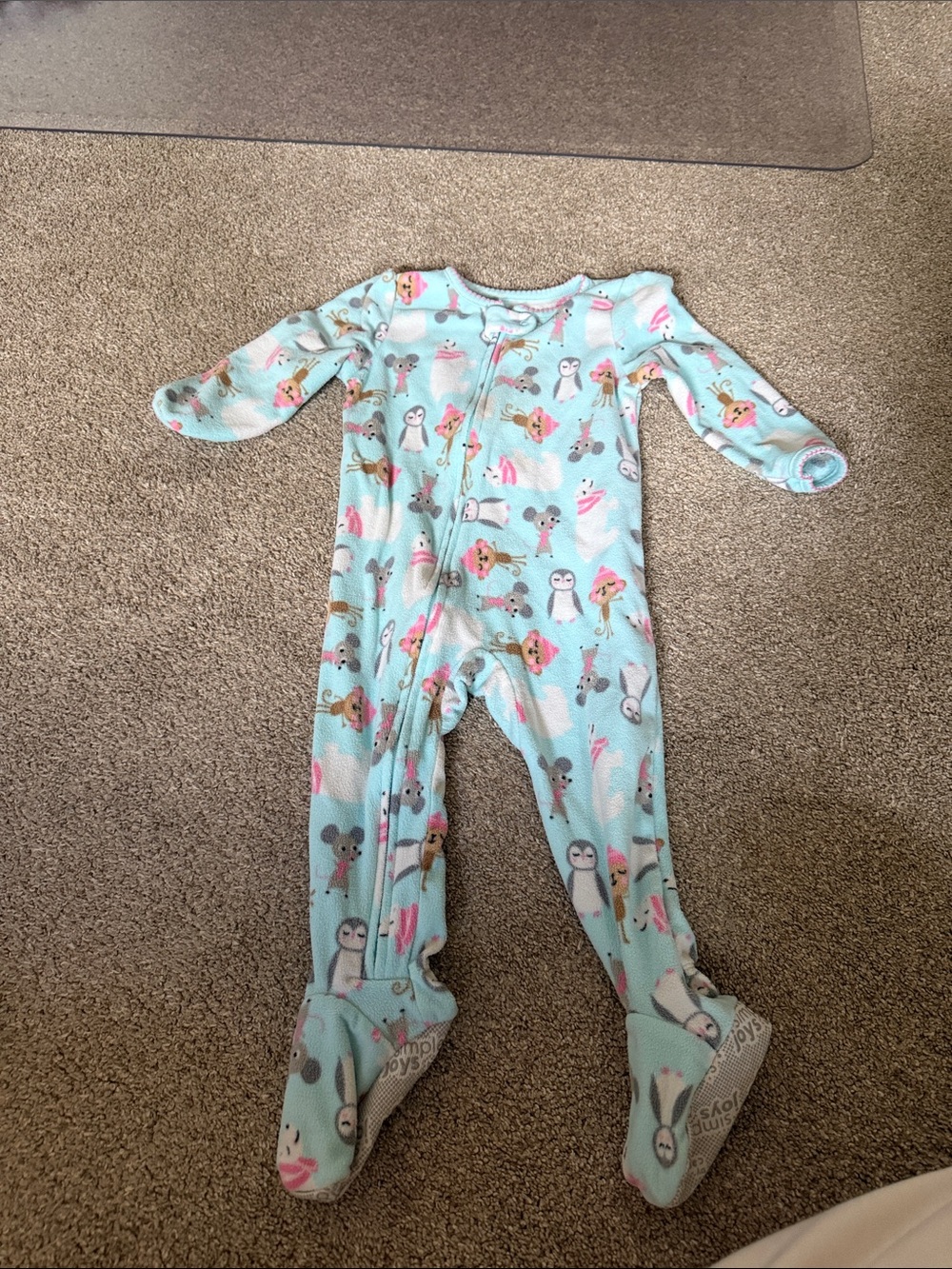 Cozy Mint Animal-Print Footed Pajamas for Kids